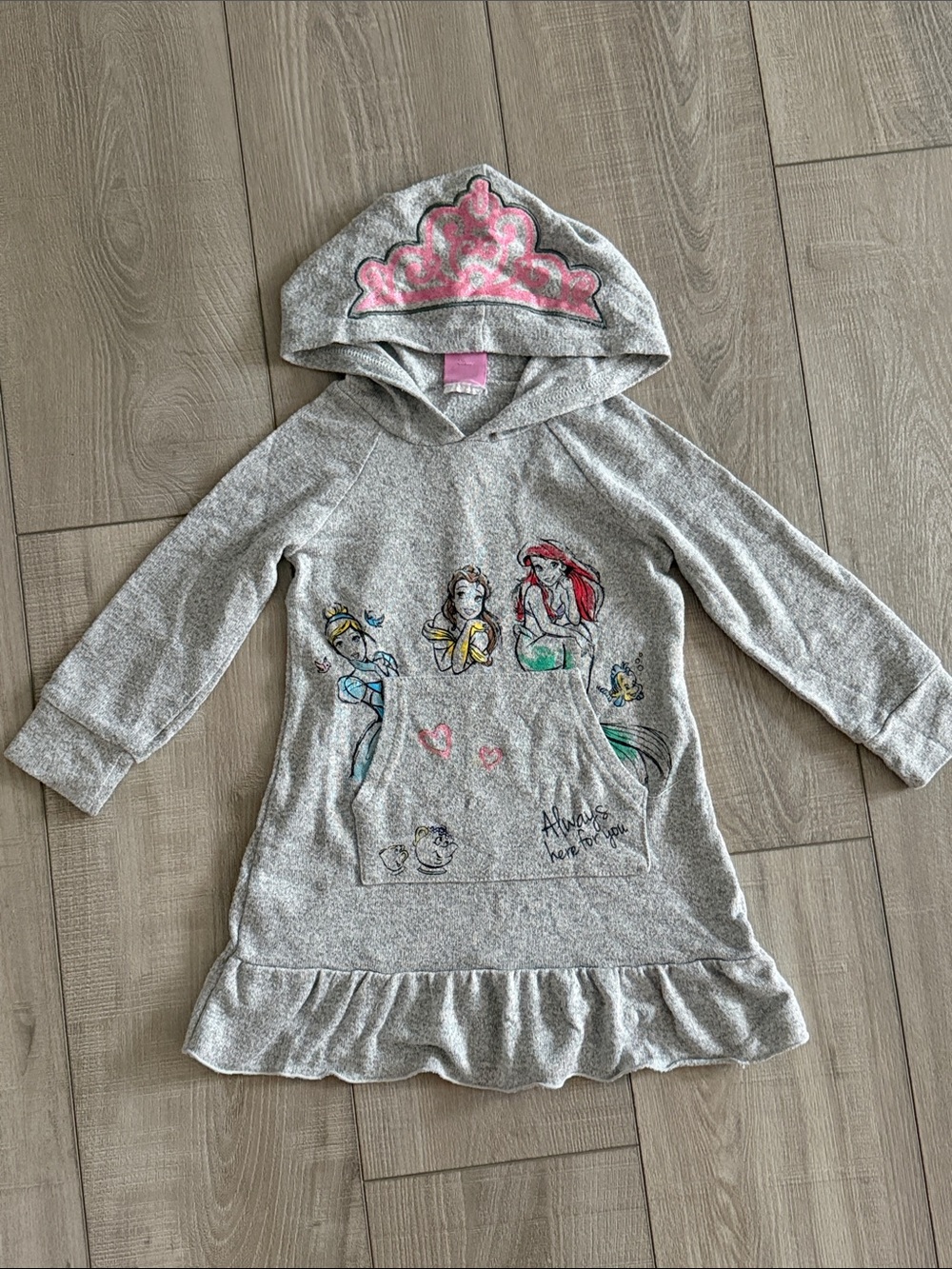Disney Princess Hooded Long Pullover Sweatshirt- Girls